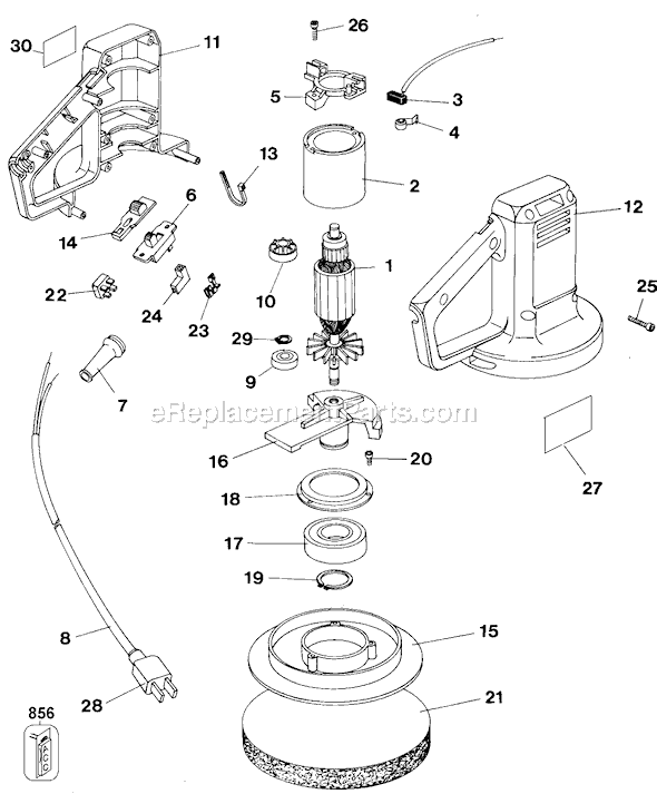 Page A Diagram and Parts List for TS810 Type 1 Black and Decker Sander Polisher